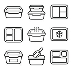 Prep icons label meal vent bento icon portion glass vector container lid