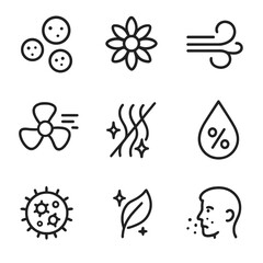 Airflow allergy particle vector icon humidity clean air fresh odor icons quality
