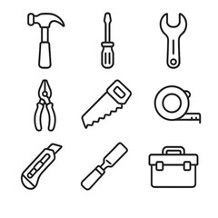 Box pliers tool diy tools hand wrench vector icons knife screwdriver icon