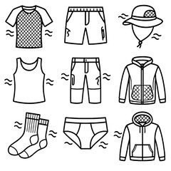 Gear shorts icon underwear vented vector breathable socks jacket hiking hoodie