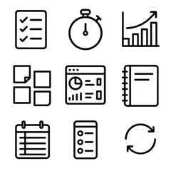 Sticky chart timer productivity schedule digital planner vector icon icons dashboard note