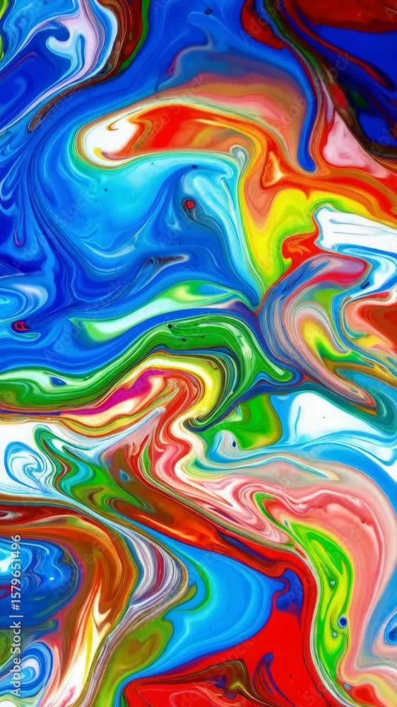 Poster vibrant colorful abstract artwork with swirling paint pattern. modern graphic design background with