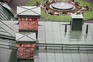 Roof With Old Chimneysof Bricks