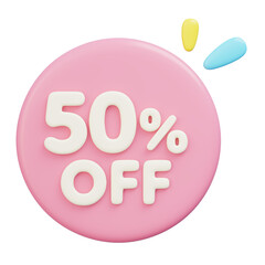 50 off discount in a 3d rendering
