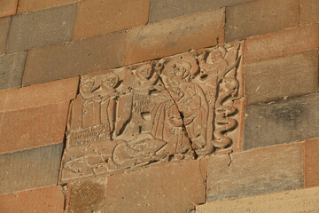 carved stone on the wall of Khor Virap monastery in armenia