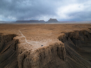 Amazing drone view on a Facory butte from distance. Utah scenery