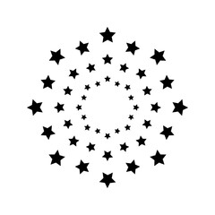 Concentric circles with star borders isolated on a white background. Prize, success, winner or award print. Emblem template with starry rings. Vector graphic illustration.