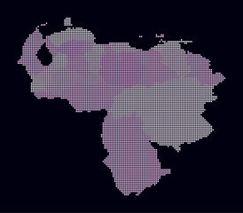 Venezuela dotted map. Digital style map of the country on dark background. Venezuela shape with square dots. Colored dots style. Small size squares. Creative vector illustration.