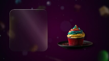 Rainbow Cupcake arrive with rich lighting - left glass panel ready for writing menu names or special deals
