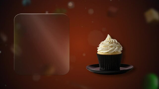 Lemon cupcake food commercial with modern flow &ndash; includes a glowing glass board for any promo, menu name or logo