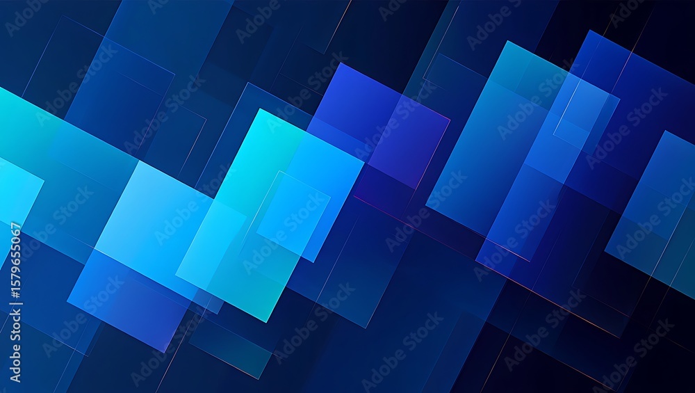 Poster abstract modern background with blue geometric shapes, dynamic composition with overlapping rectangl