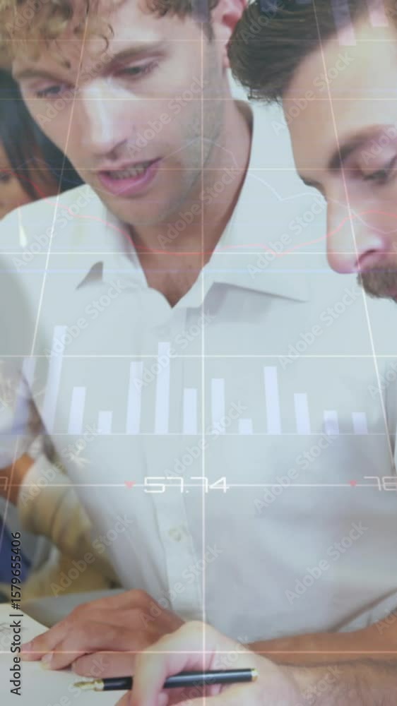 Poster animation of data processing over schoolchildren using connections