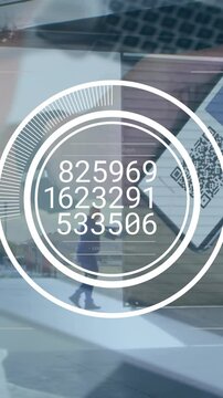 Animation of data processing over smartphone with qr code and airport