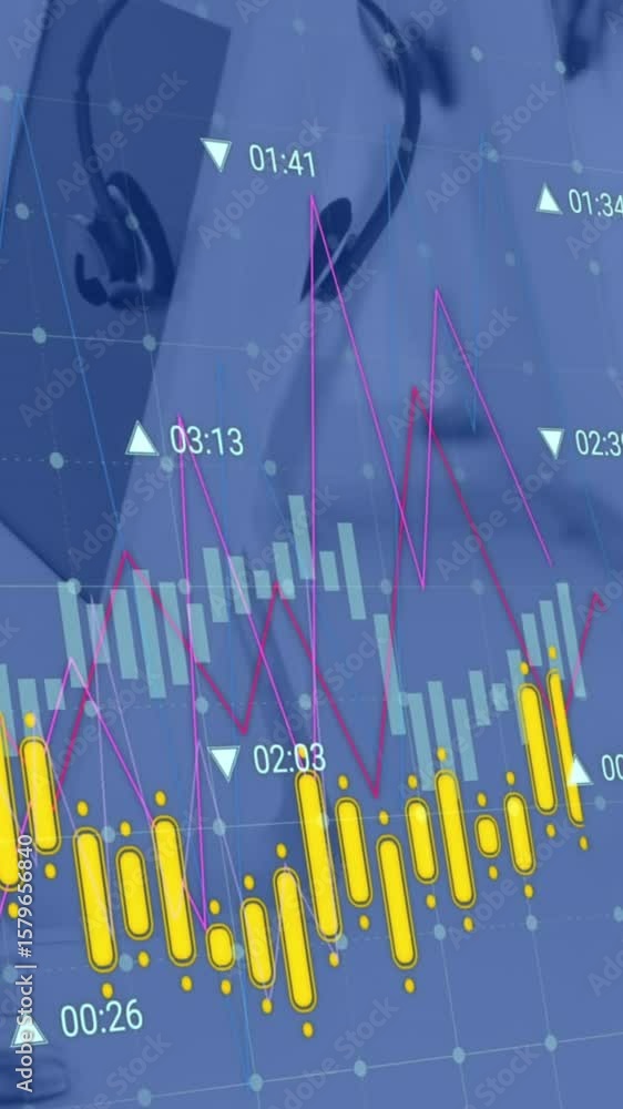 Poster animation of financial data processing over computers