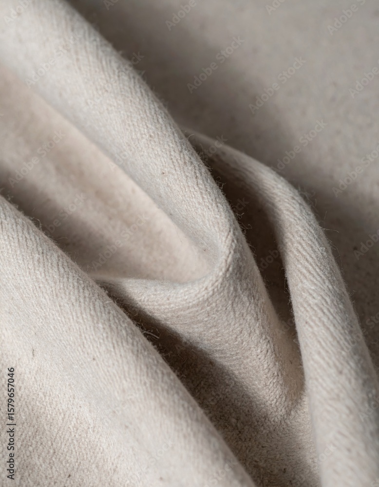 Poster Beige Fabric Texture with Soft Folds and Neutral Color in a Close Up View