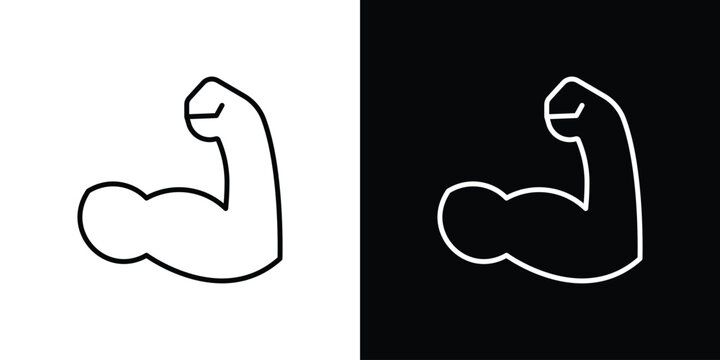 Strong arm icon in trendy stroke liner style. Set of Website icon vector.