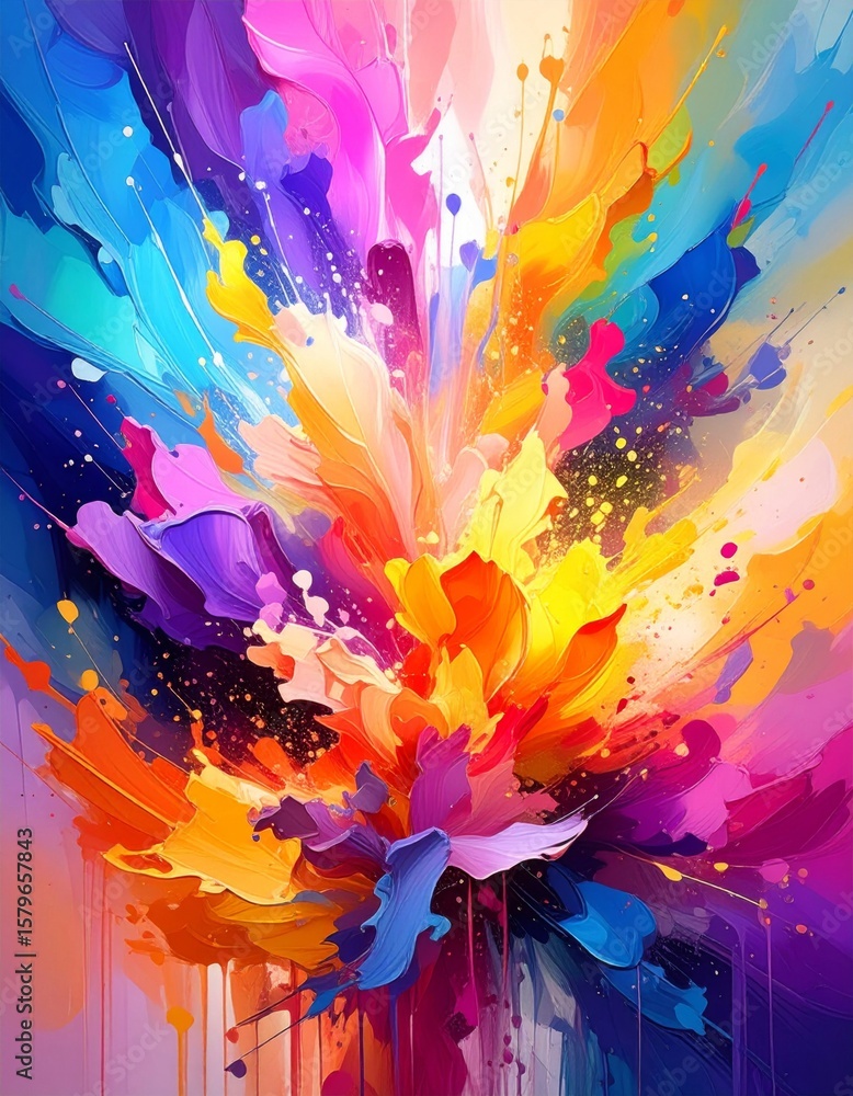 Poster abstract explosion of vibrant colors in a dynamic splash art background