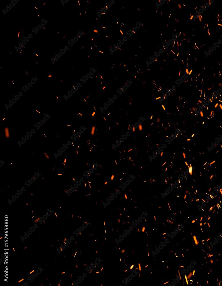 Aufkleber dynamic display of fiery orange sparks floating against a black background