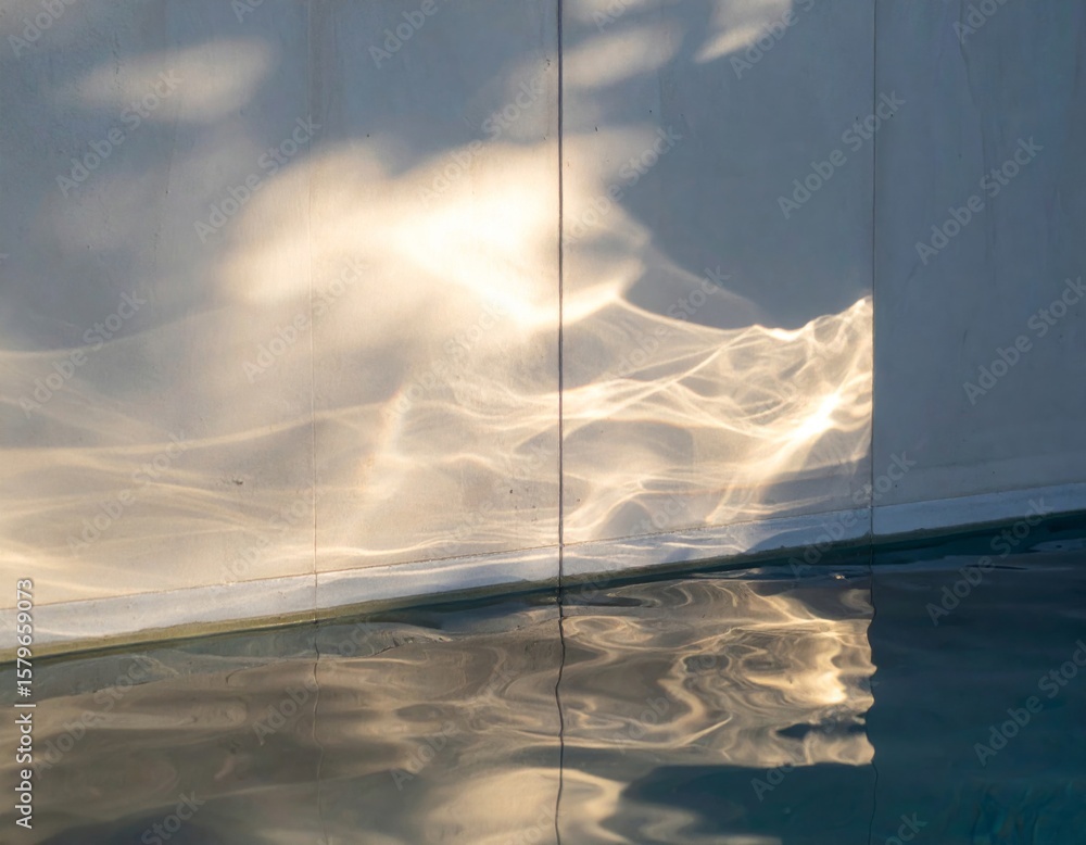 Poster sunlight reflected on water creating abstract patterns on wall vertical lines