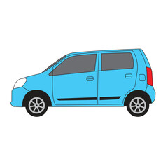 wagon car side view vehicle flat vector