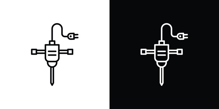 Hydraulic breaker icon in trendy stroke liner style. Set of Website icon vector.