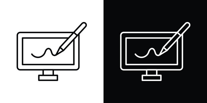 Electronic signature icon in trendy stroke liner style. Set of Website icon vector.