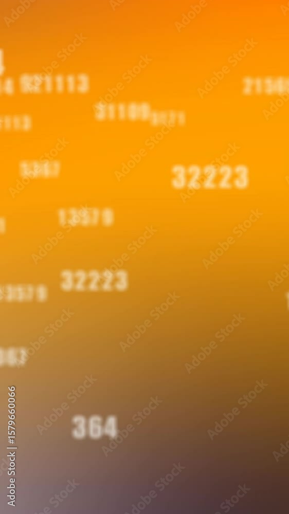 Poster animation of numbers changing data processing on orange background