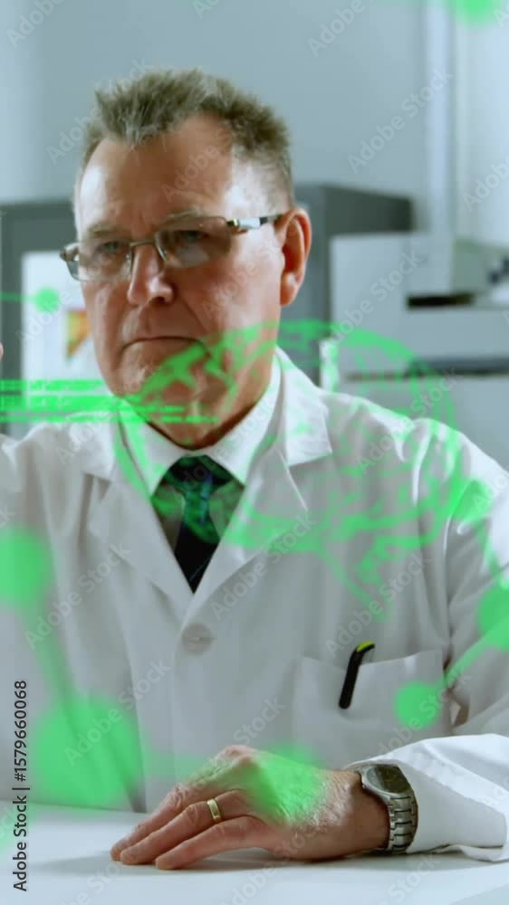 Canvas Prints animation of scientific data processing over caucasian male scientist in laboratory