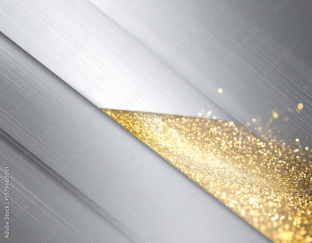 Poster abstract silver and gold glittering background with diagonal lines and blurred effect