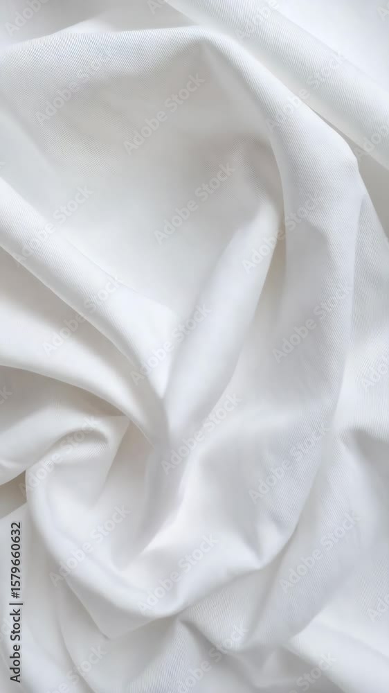 Poster abstract shot of white fabric with soft folds and smooth texture creating a clean minimalistic visua