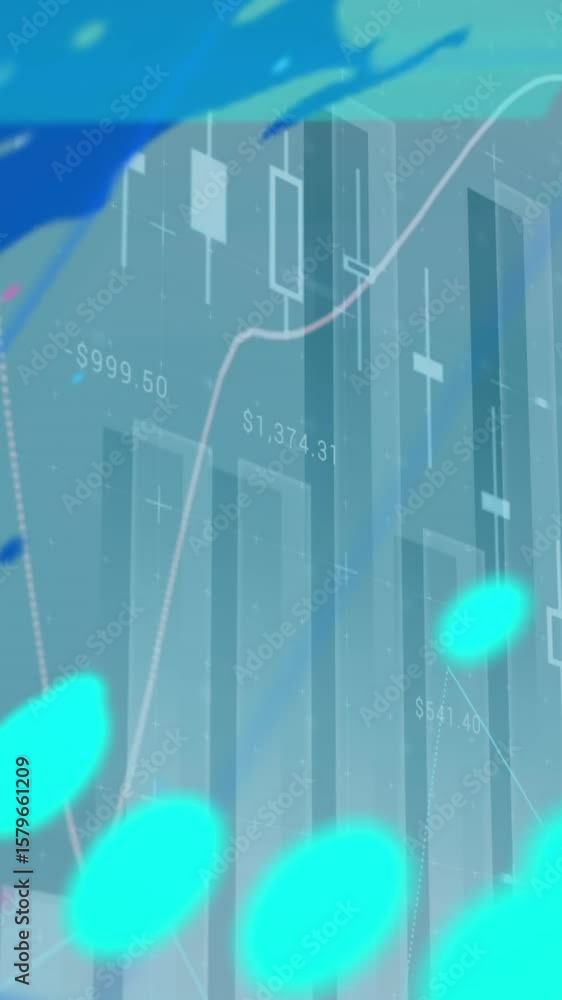 Poster animation of financial data processing over world map