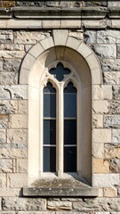 Arched Stone Window in Old Building With Gothic Design Details Architecture