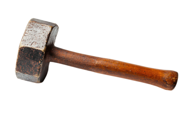 Large sledgehammer with durable fiberglass handle designed for heavy-duty construction work isolated on transparent background PNG
