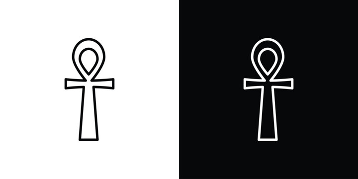 Ankh icon in trendy stroke liner style. Set of Website icon vector.