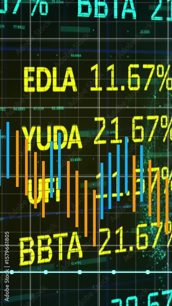 Poster animation of financial data processing over globe