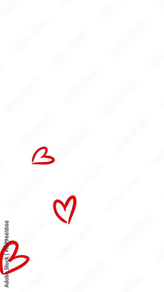 Poster animation of heats floating on white background