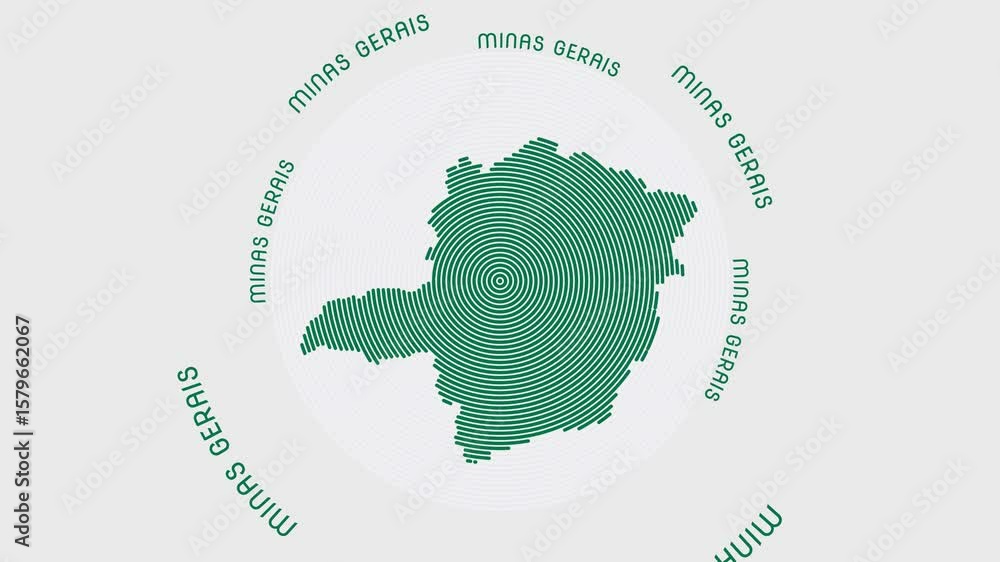 Poster minas gerais shape with dynamic circles visual effect. animation of minas gerais logo appearing from