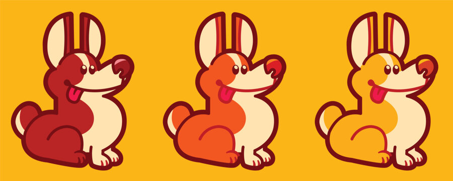 Cute and Smiling Corgi Dogs Sitting Down