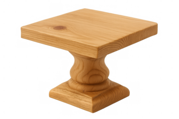 Empty wooden pedestal table with transparent background, ideal for product displays or decorative purposes