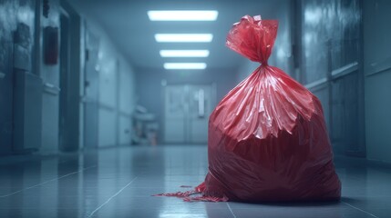 Nfectious waste must be disposed of in the trash bag and red, waste infections in hospitals, shows a lot of medical waste.infectious wastes in red bag.