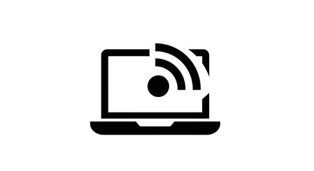 Laptop WiFi Signal Solid Icon