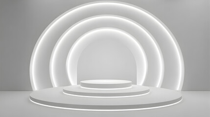 Obraz premium White Abstract 3D Tunnel with Geometric Columns
