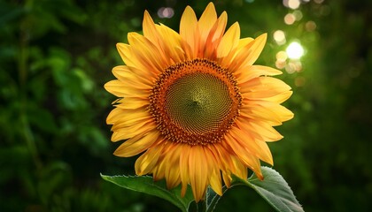 Obraz premium bright and vibrant sunflower in full bloom against green foliage background