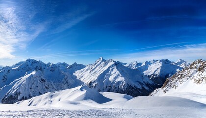 Obraz premium a snowy mountain range under a bright blue sky
