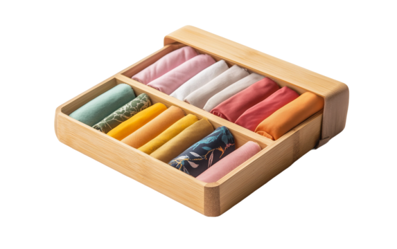 Sleek bamboo food wrap dispenser with minimal design ideal for tidy and sustainable kitchens isolated on transparent background PNG