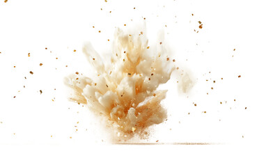 Minimalist golden confetti explosion captured mid-air for celebration and festive visuals isolated on transparent background PNG