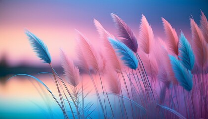 dreamy reed a neon lit stalk embraces pastel hues creating an ethereal botanical portrait with soft gradients and artistic flare for a tranquil nature scene
