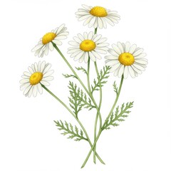 White Chamomile Flowers Bouquet Illustration