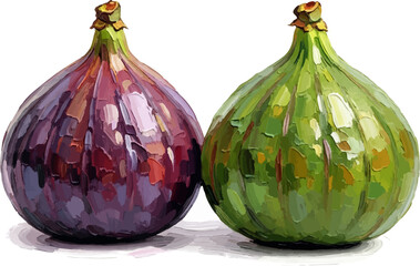 Naklejka premium Two Figs with oil painting
