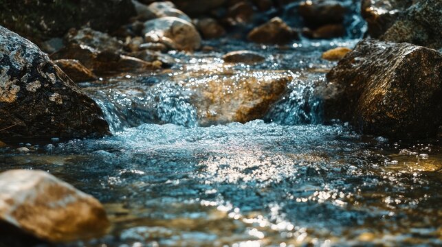Close-up of a flowing mountain stream